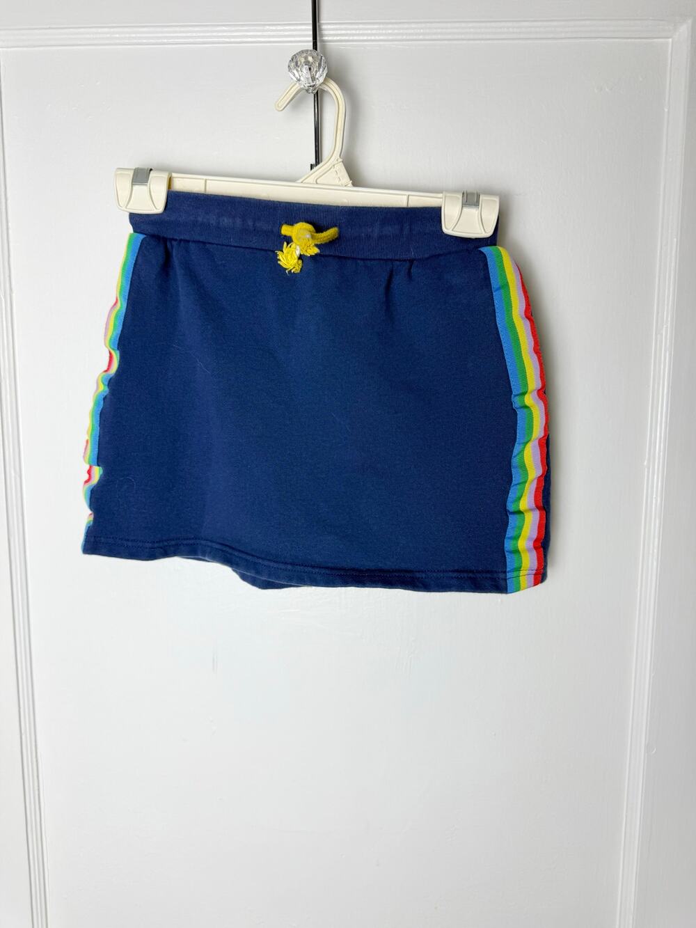 Boden Mini Skirt Kid's 11-12 Y Navy Blue Rainbow Stripes Athletic Fleece Short